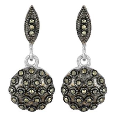 BUY NATURAL AUSTRIAN MARCASITE GEMSTONE UNIQUE  EARRINGS IN 925 SILVER